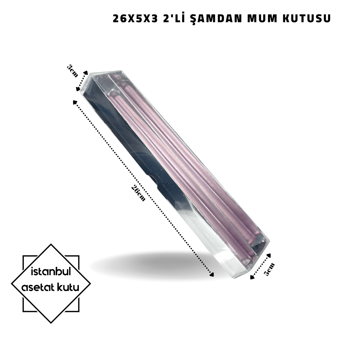 26x5x3 Gümüş 2'li Şamdan Mum Kutusu