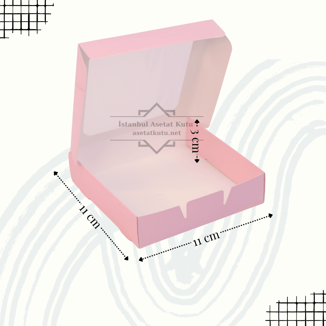11x11x3 Pembe Pencereli Kutu [10 Adet]