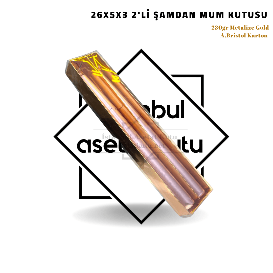 26x5x3 Altın 2'li Şamdan Mum Kutusu [10 Adet]