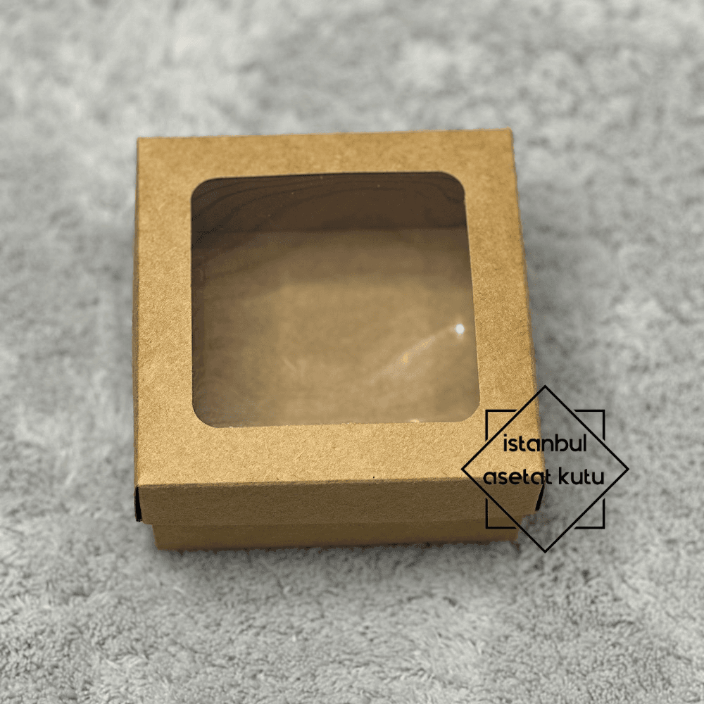 10x10x5cm Asetat Pencereli Kraft Kutu