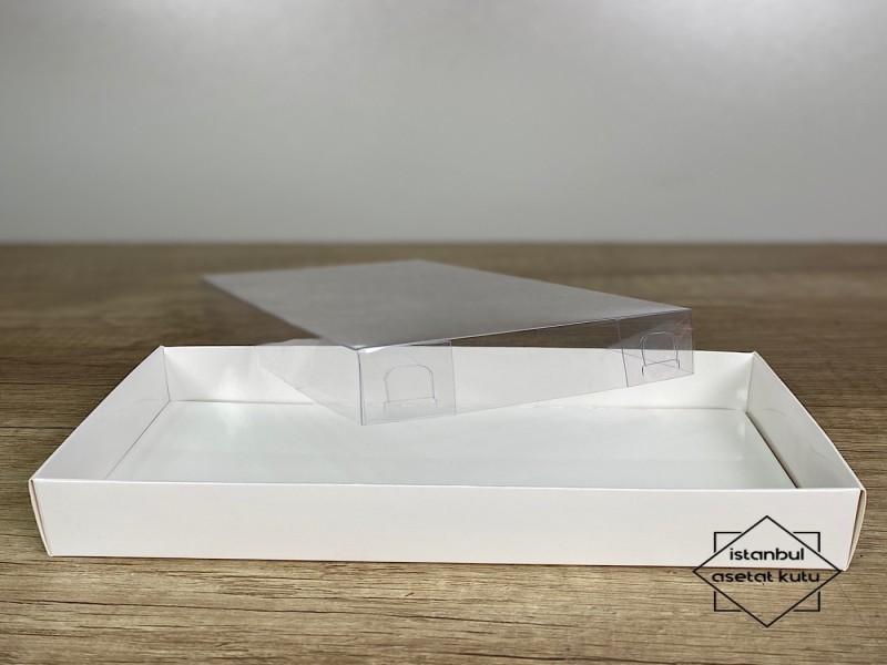 20x10x3cm Beyaz Üstü Asetat Kapaklı Kutu
