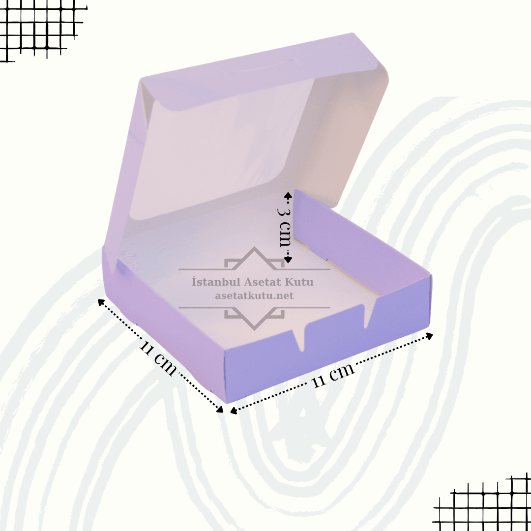 11x11x3 Lila Pencereli Kutu [10 Adet]