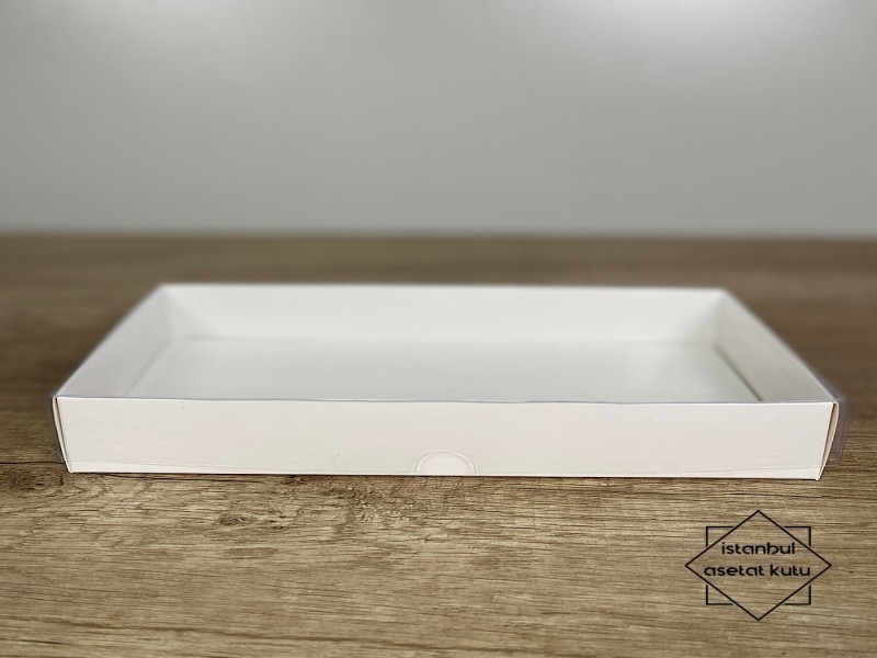 20x10x3cm Beyaz Üstü Asetat Kapaklı Kutu