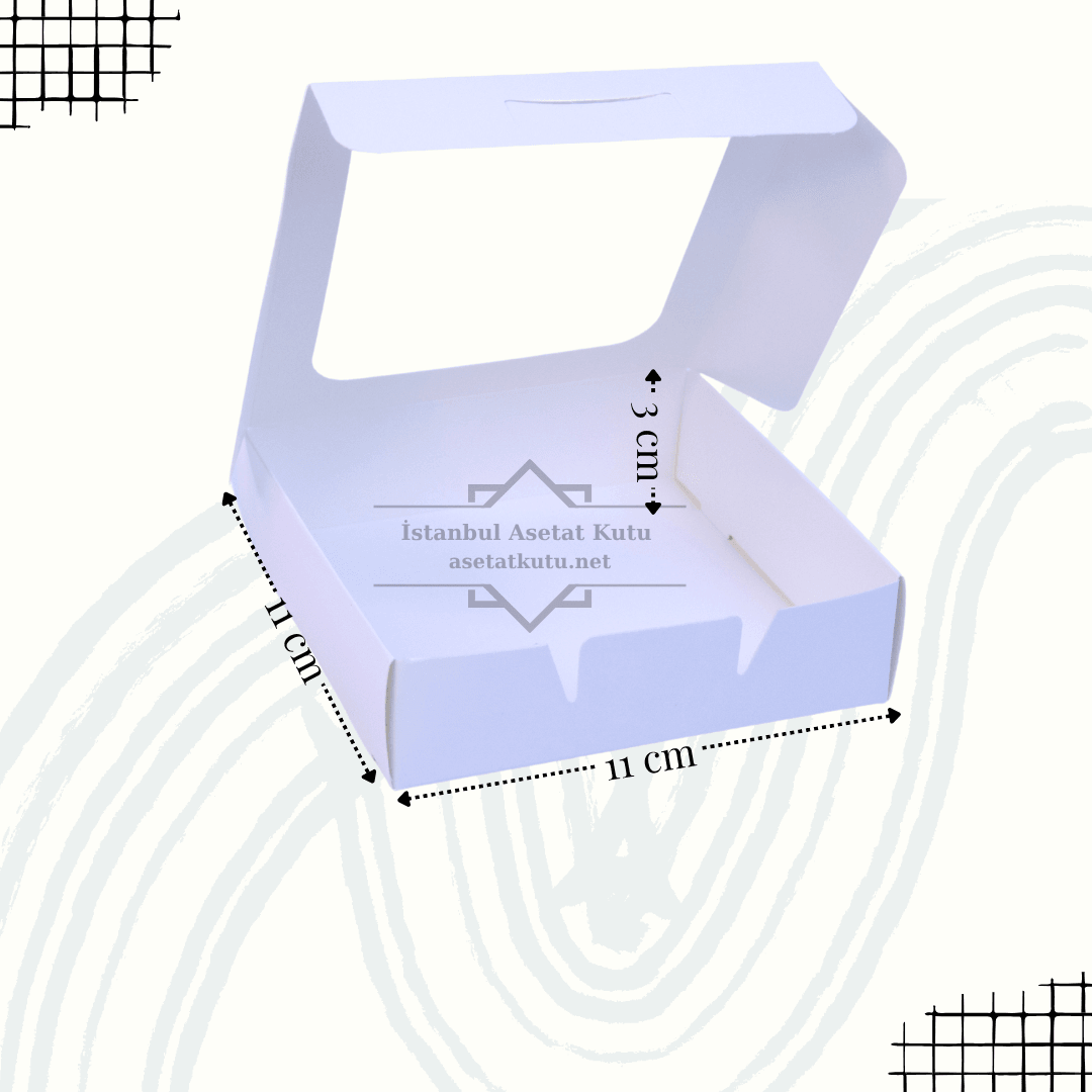 11x11x3 Beyaz Pencereli Kutu [10 Adet]