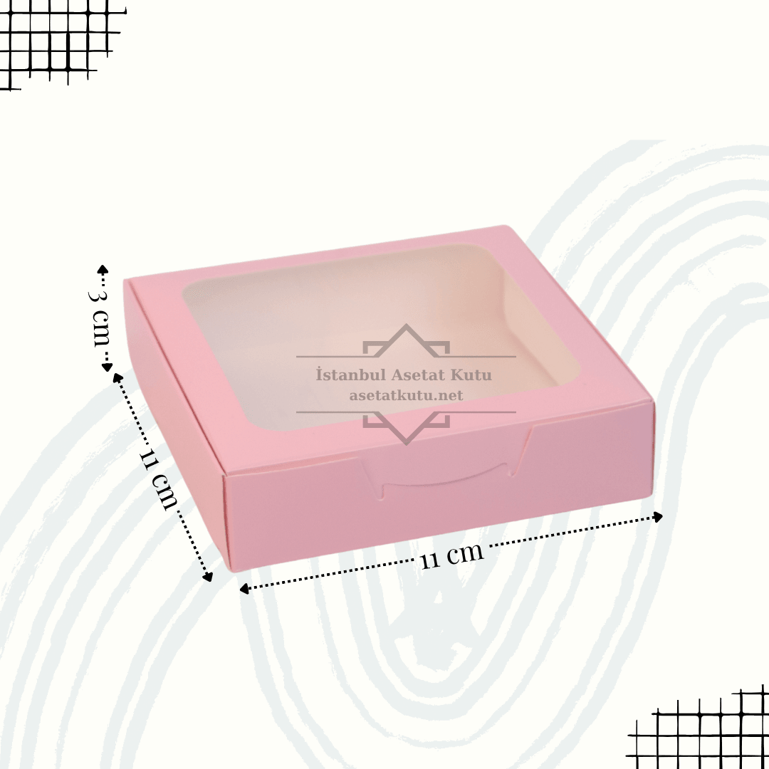 11x11x3 Pembe Pencereli Kutu [10 Adet]