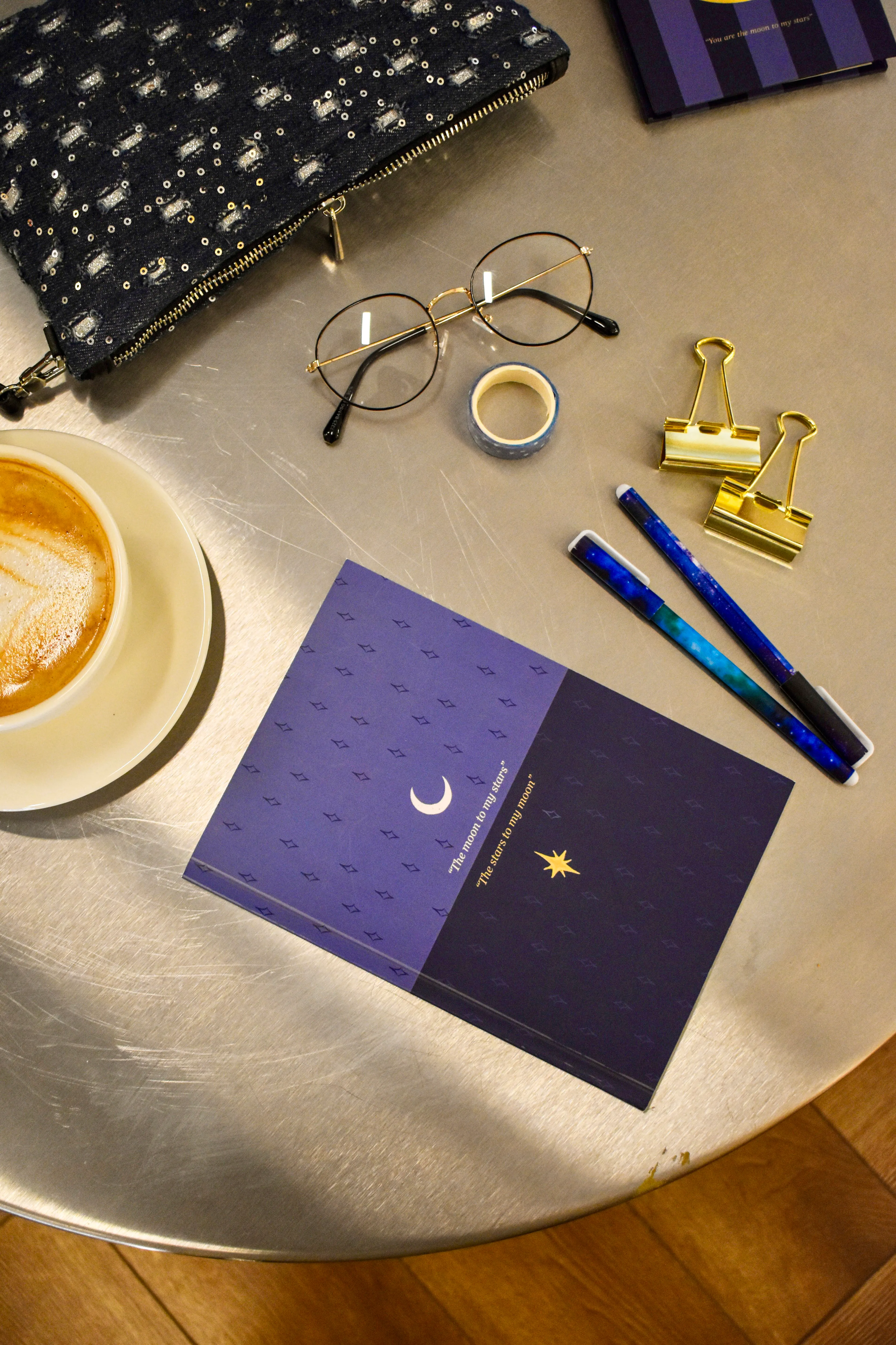 Paper Lab Ay ve Yıldızlı Estetik Amerikan Cilt Noktalı Defter (A5)