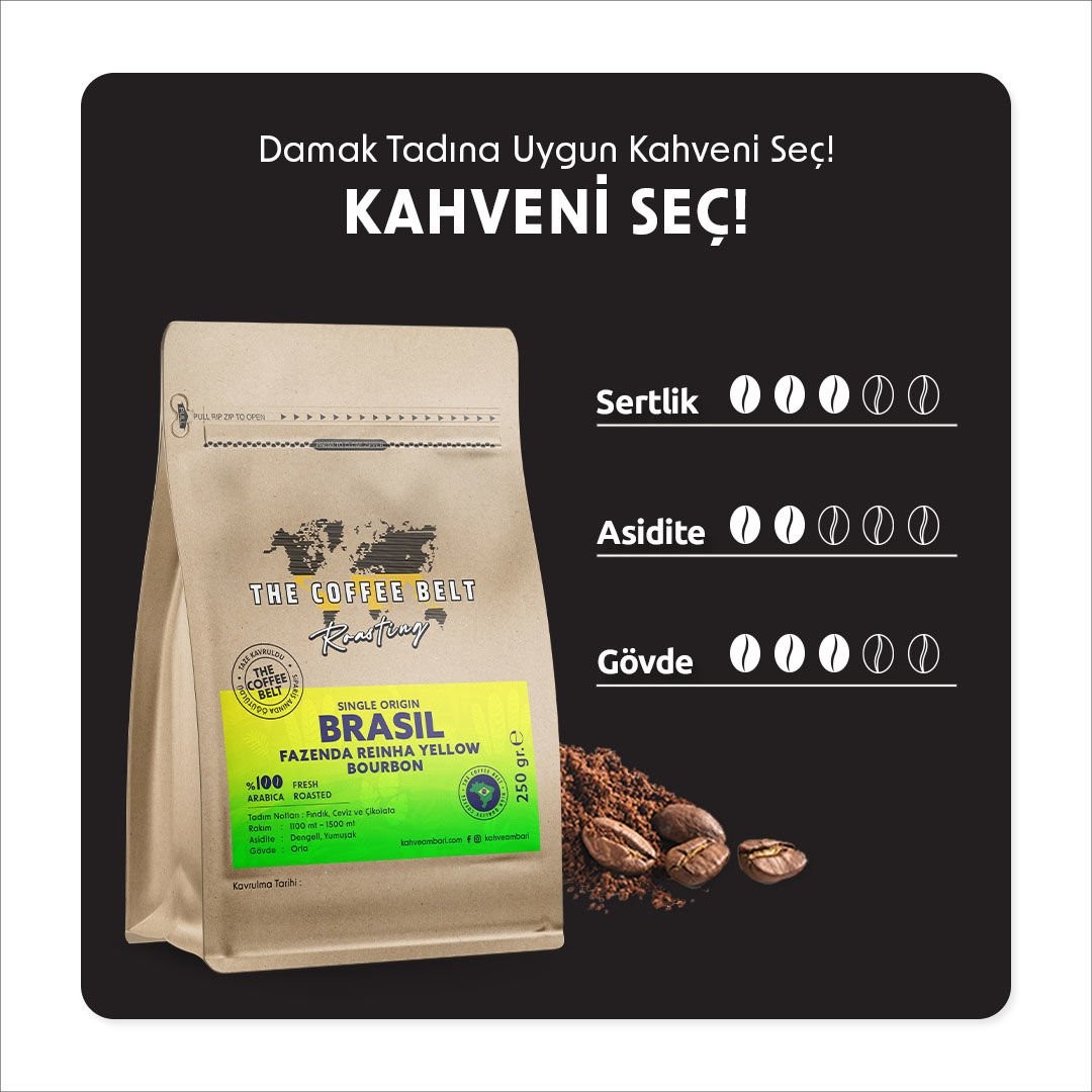 Brasil Fazenda Rainha Yellow Bourbon Yöresel Kahve 500 Gr