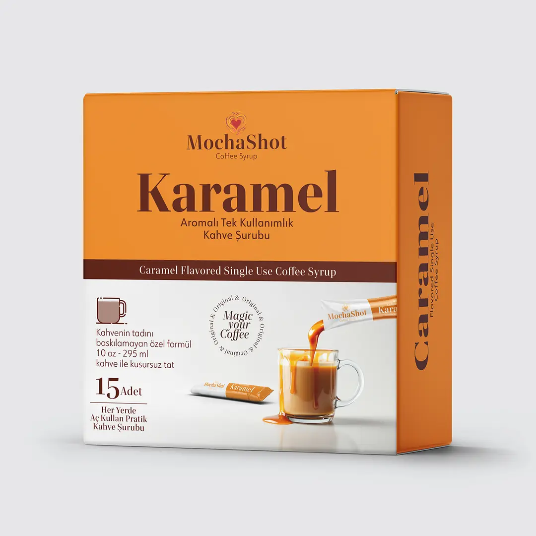 Mocha Shot Karamel Aromalı Tek Kullanımlık Kahve Şurubu 20 ml x 15