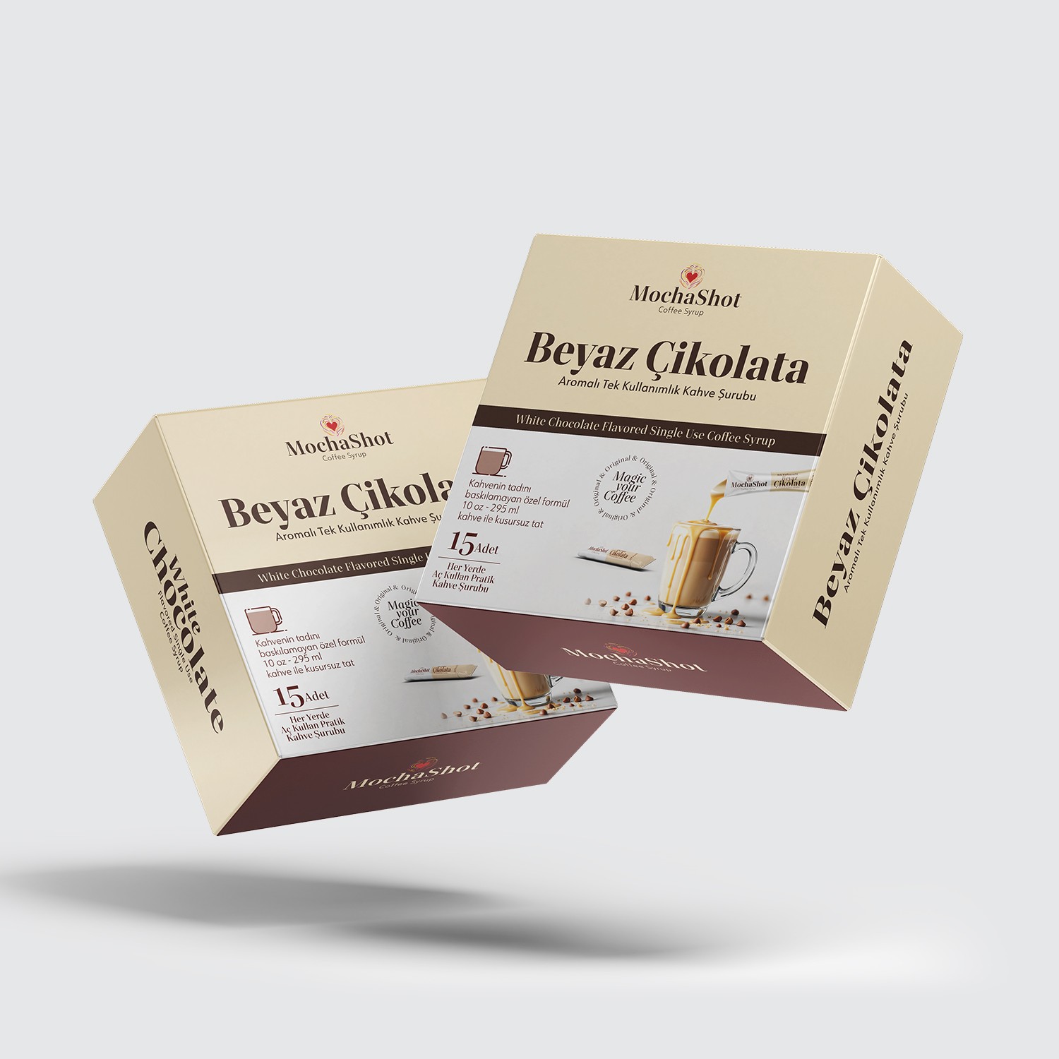 Mocha Shot Beyaz Çikolata Aromalı Tek Kullanımlık Kahve Şurubu 20 ml x 15 Adet