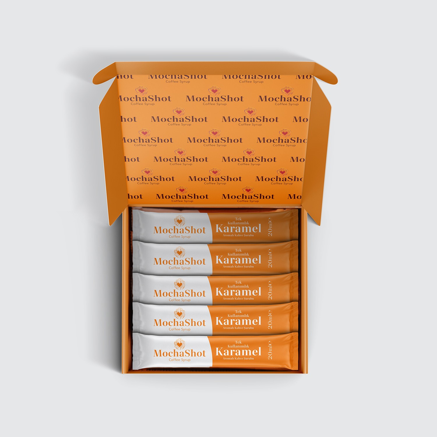 Mocha Shot Karamel Aromalı Tek Kullanımlık Kahve Şurubu 20 ml x 15 Adet