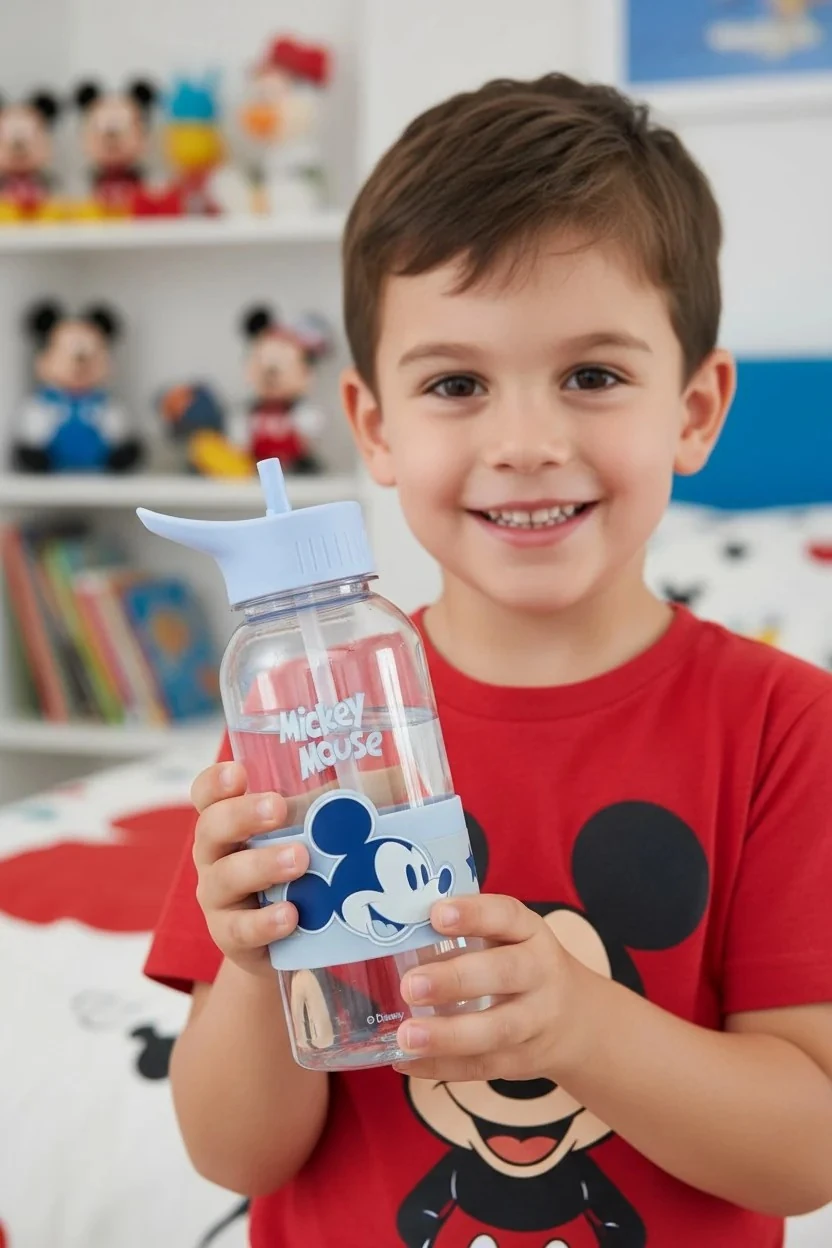 Disney Mickey Mouse Lisanslı Pipetli ve Kapaklı Plastik Suluk - 1 L