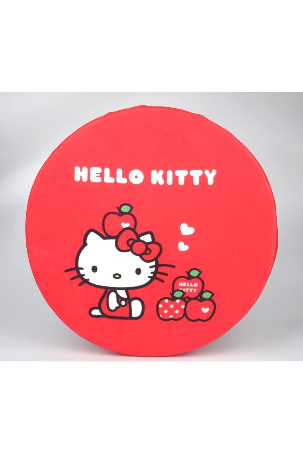 Hello Kitty Lisanslı Elma Koleksiyonu Yuvarlak Yastık - Sandalye Minderi