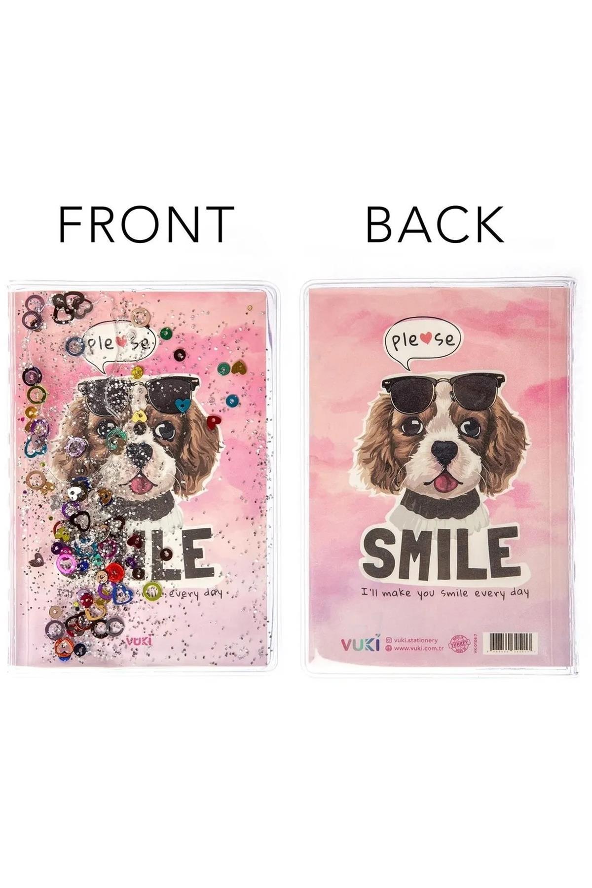 Vuki Simli Ve Sulu Kapaklı Renkli Sayfalı Desenli Mini Defter-Köpek (Outlet)