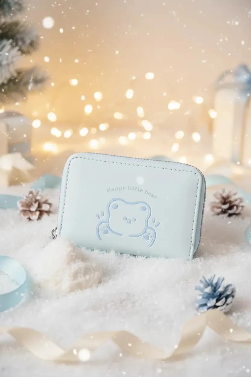 Little Bear Serisi Fermuarlı Mini Bozuk Para Çantası (Mavi)