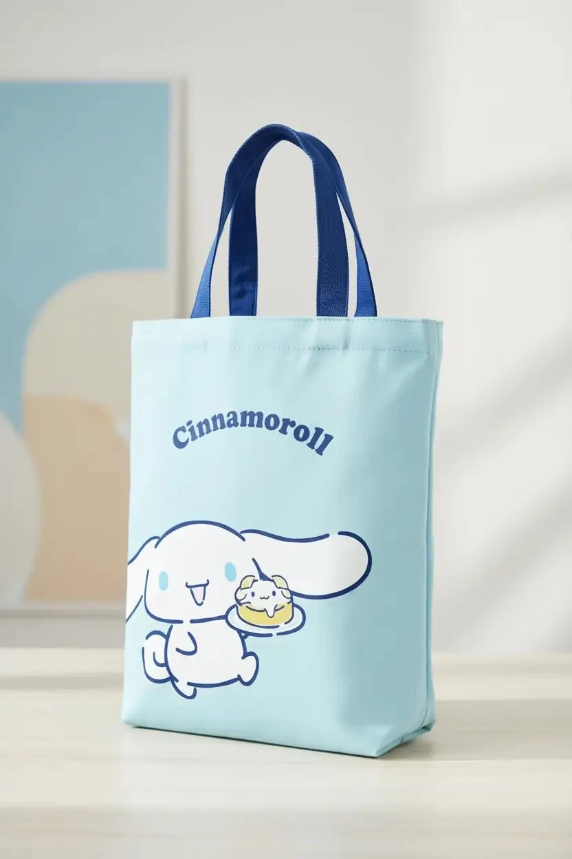 Sanrio Lisanslı Cinnamoroll Meyve Alışveriş Çantası Açık Mavi – 32 Cm