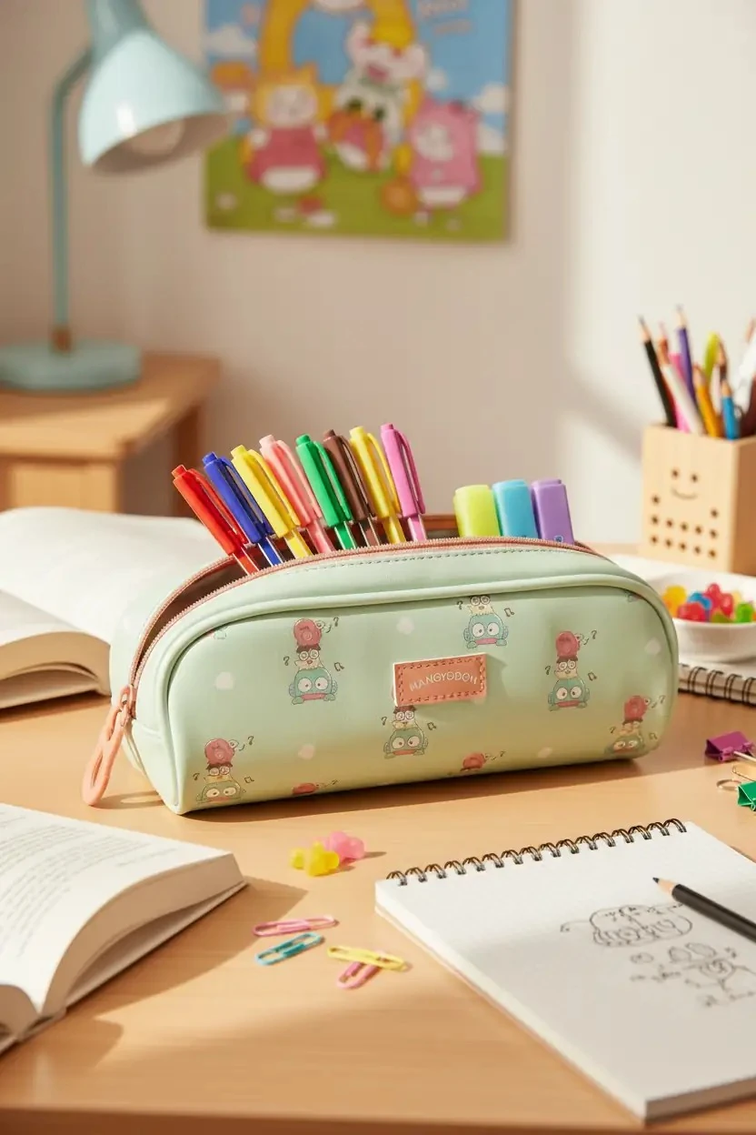 Sanrio Lisanslı Büyük Fermuarlı Kırtasiye Çantası (Hangyodon)