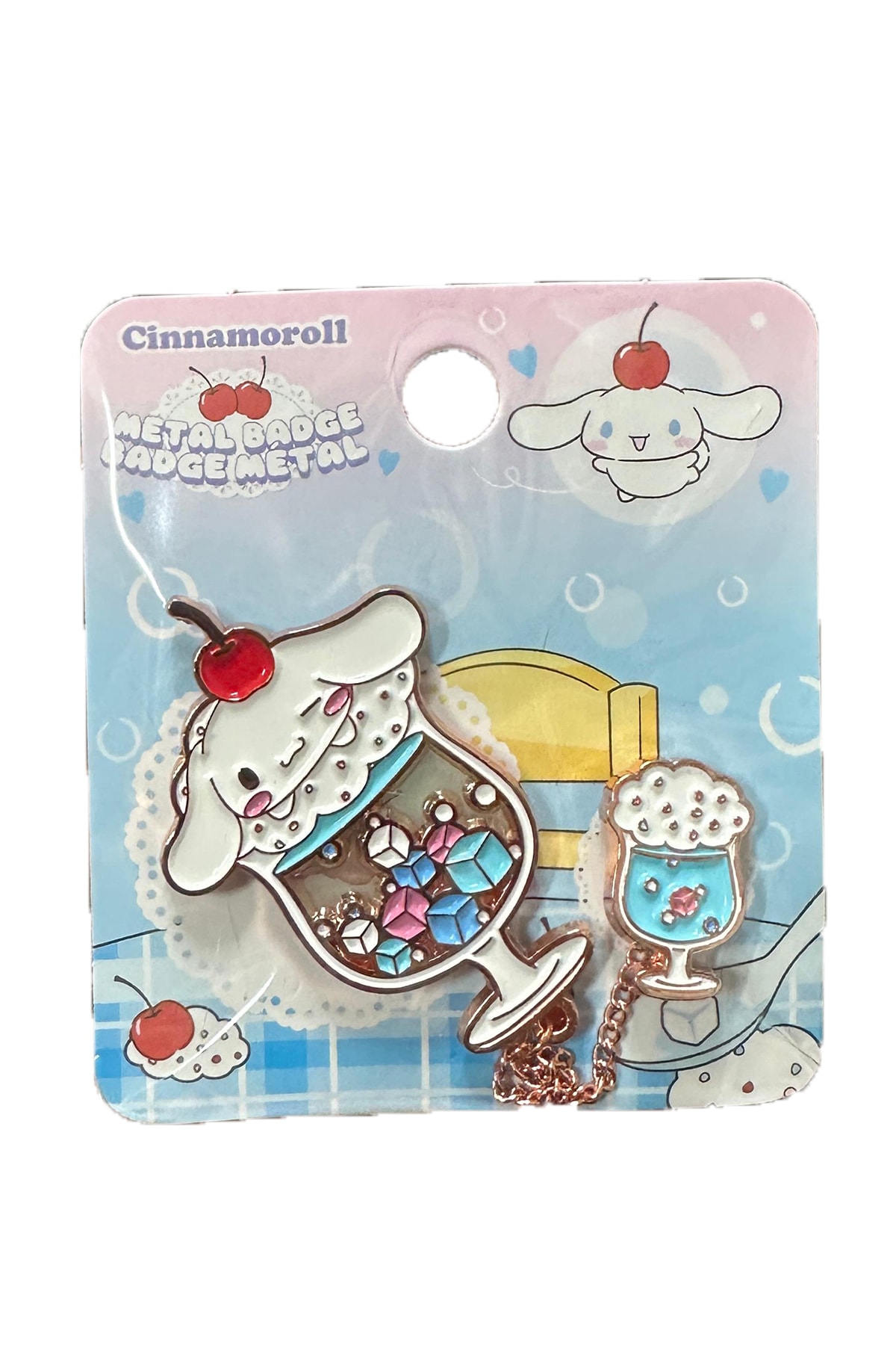 Sanrio Lisanslı Renkli Yaz Plajı Serisi Metal Rozet