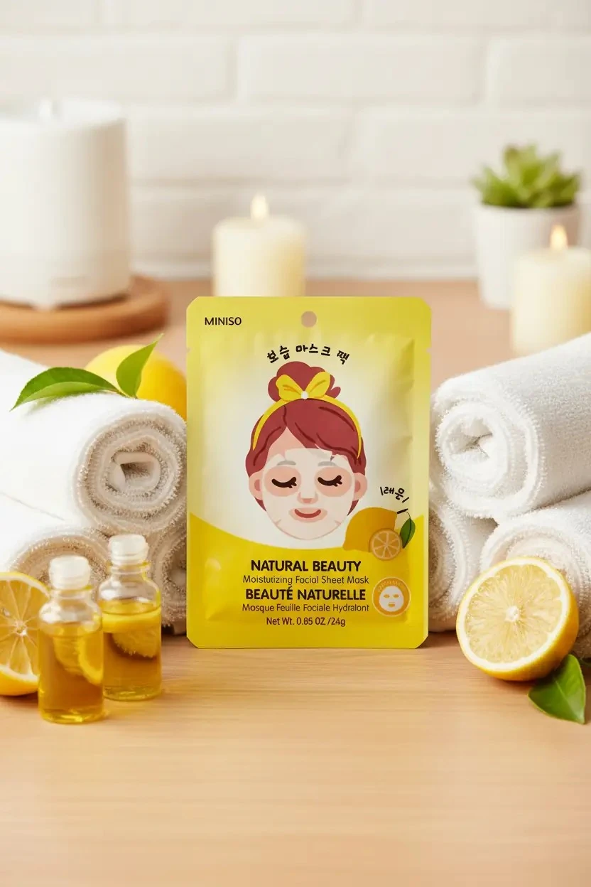Miniso Lisanslı Doğal Güzellik Limon Özlü Kağıt Yüz Maskesi – Ferahlatıcı Tek Kullanımlık