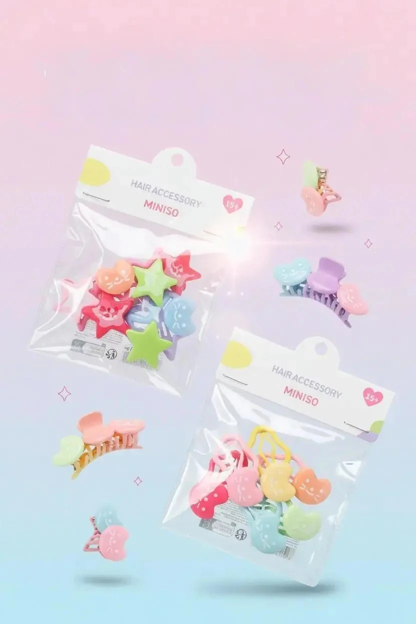 Miniso Lisanslı Sevimli Ördek Klipsleri 5li Paket – Çanta Aksesuarı Karışık Renkli Süs