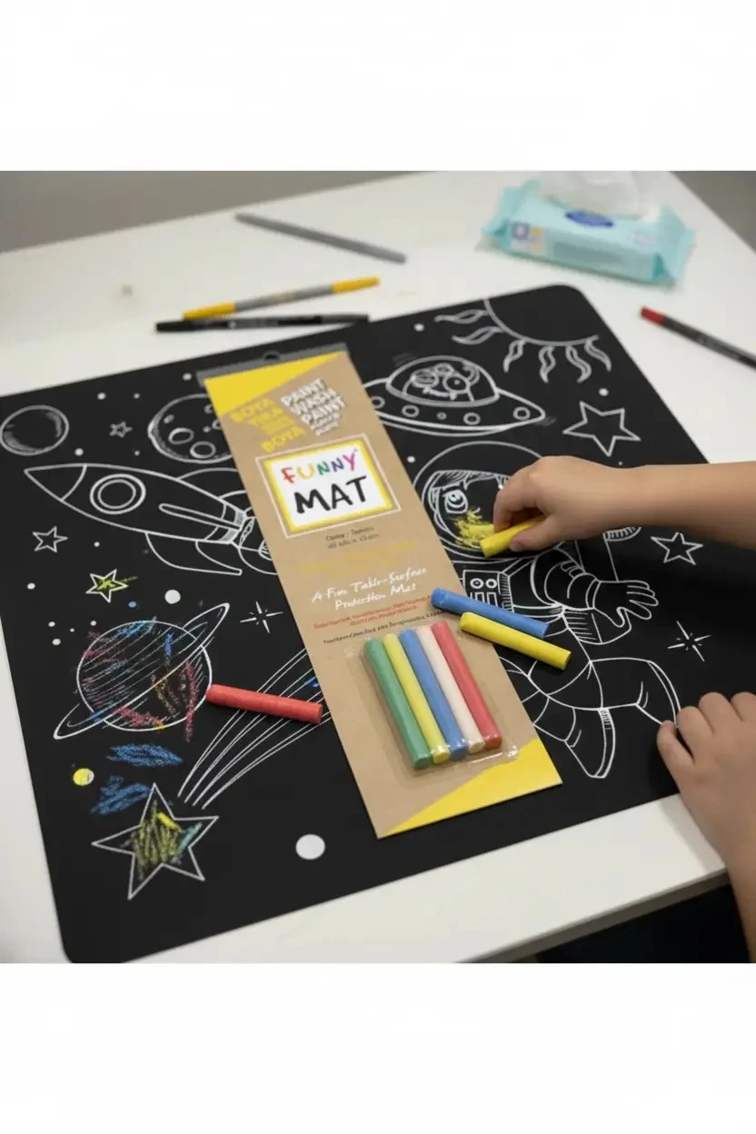 Akademi Çocuk Funny Mat Siyah Uzay – 40x40 cm Silinebilir Aktivite Matı