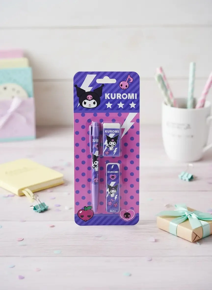 Timon Sanrio Lisanslı Kuromi Versatil Kalem Seti – 3'lü