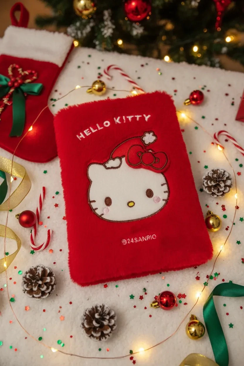 Sanrio Lisanslı Yılbaşı Koleksiyonu A5 80Yp İşlemeli Peluş Defter