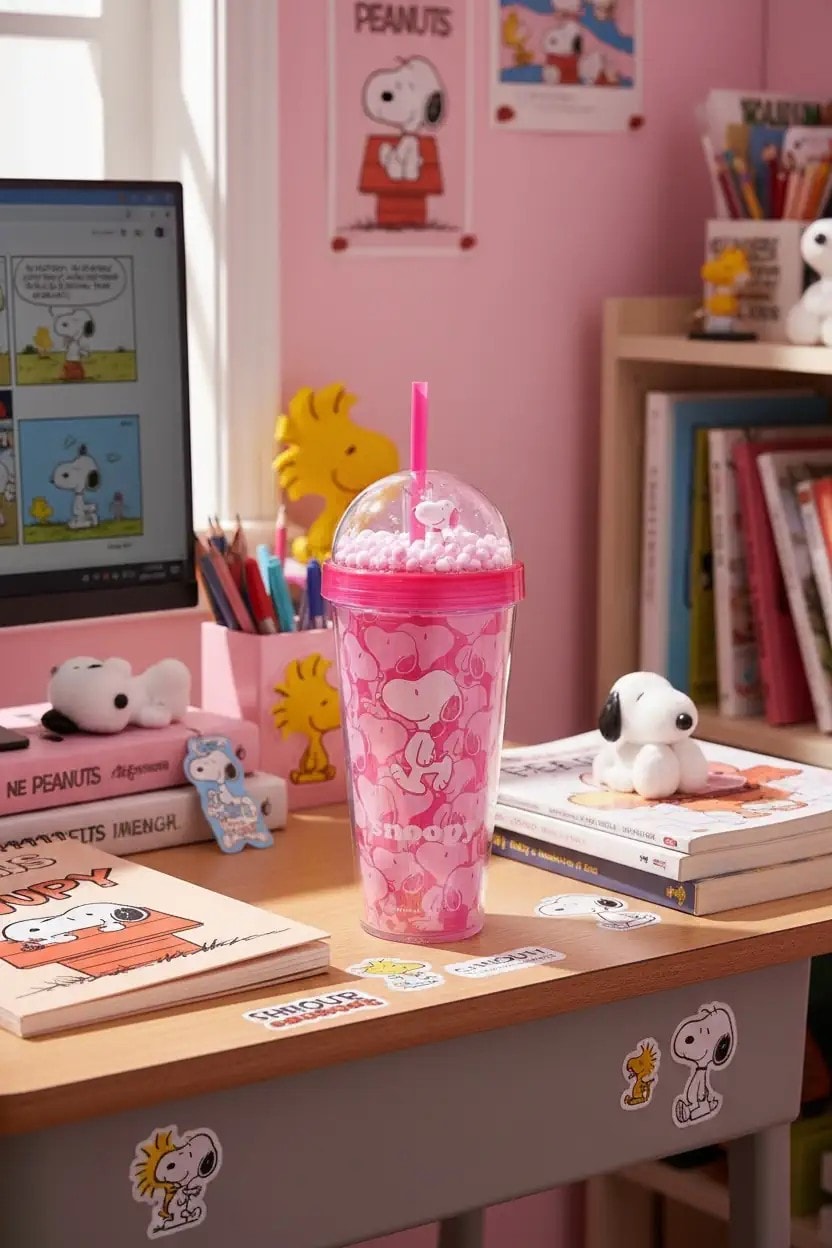 Snoopy Lisanslı Pipetli Plastik Şişe (600ml)