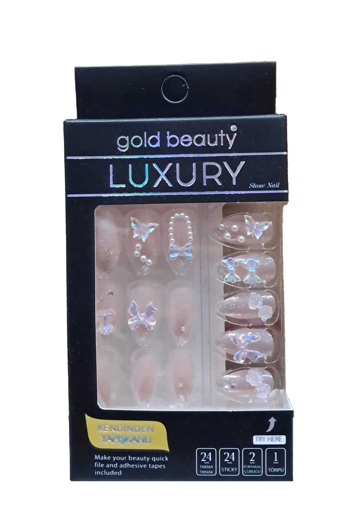 Gold Beauty Taşlı Takma Tırnak
