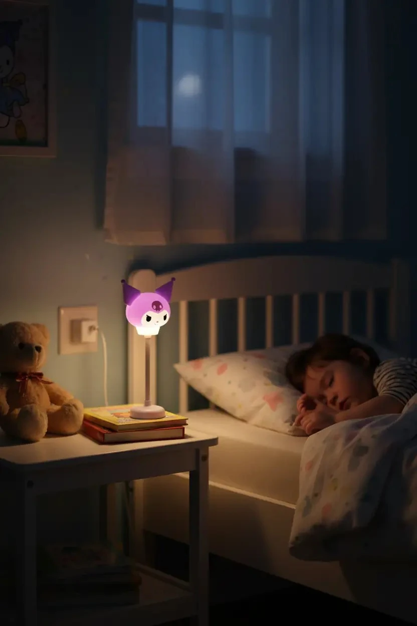 Sanrio Lisanslı Kuromi USB Portlu Gece Lambası 18 Cm – Yumuşak Işıklı Taşınabilir