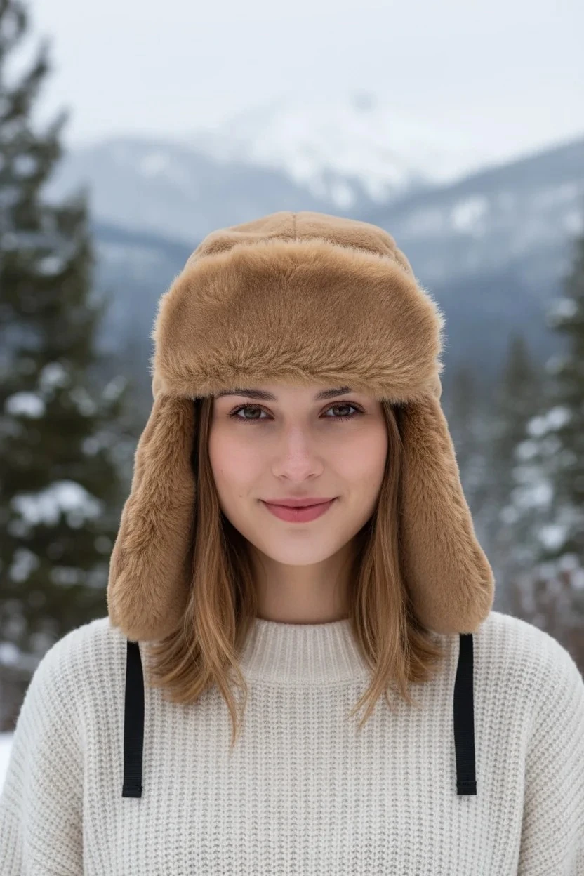 Aw24 Sheforshe 12806 Kürklü Kulaklıklı Bere / Vizon