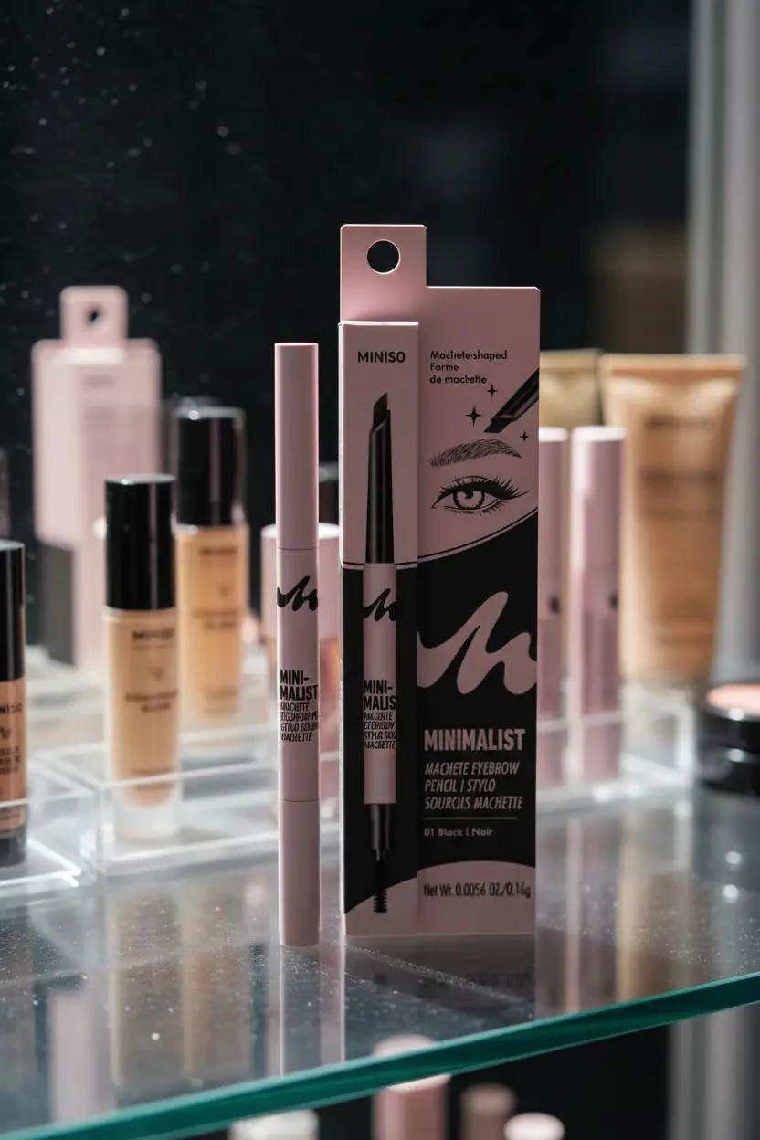 Miniso Lisanslı Minimalist Serisi Kesik Uçlu ve Fırçalı Kaş Kalemi – Profesyonel Şekillendirici (01 Siyah)