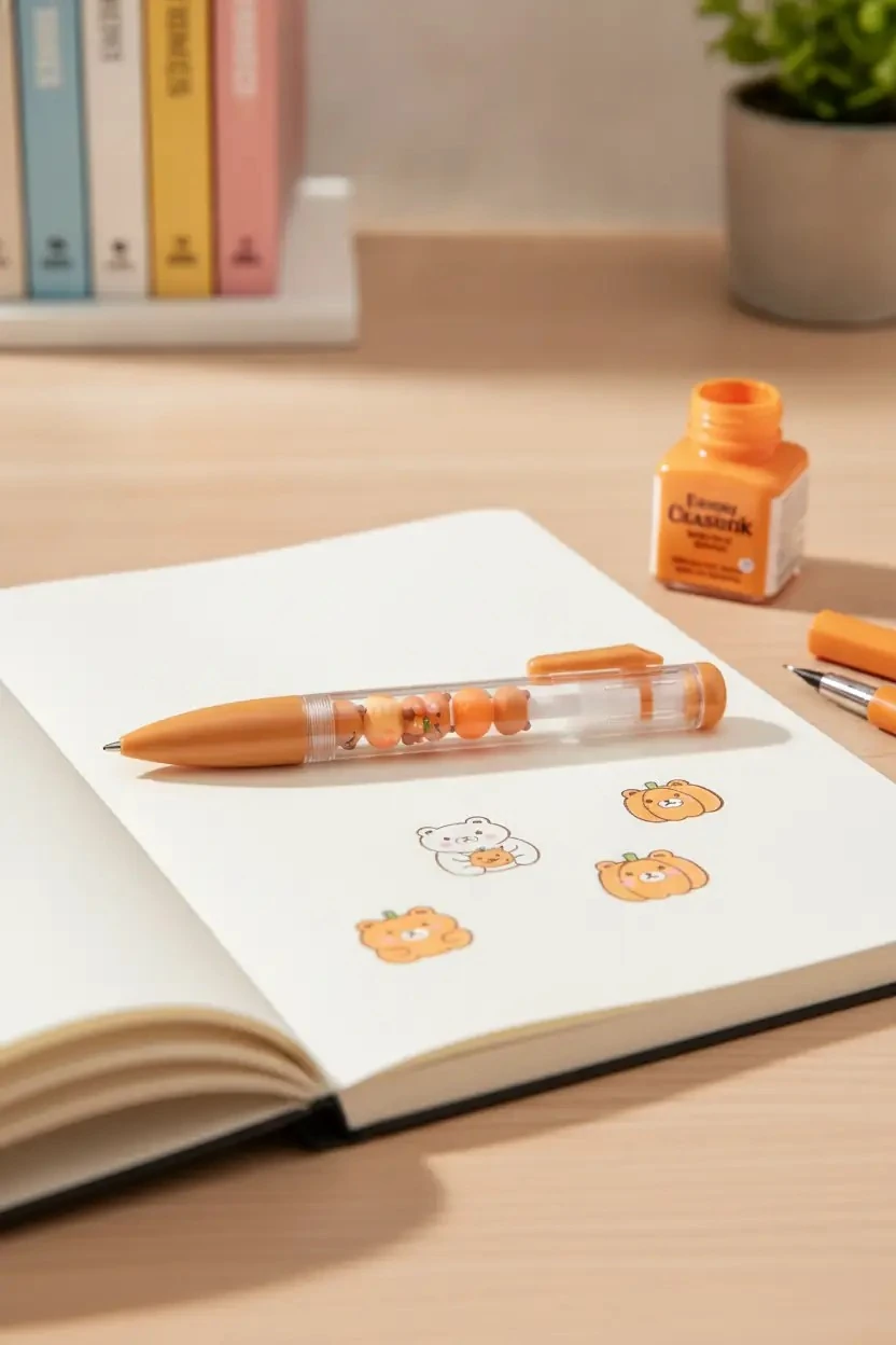 Miniso Lisanslı Mutlu Fırın Serisi Boncuklu Jel Kalem – 0,5 mm Siyah