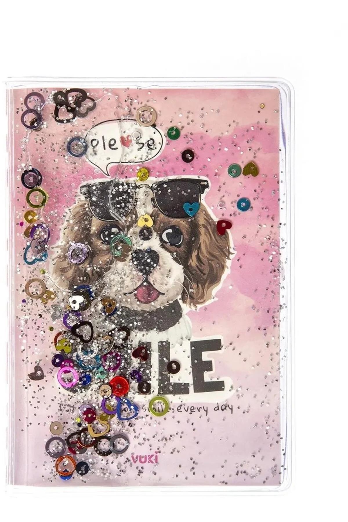 Vuki Simli Ve Sulu Kapaklı Renkli Sayfalı Desenli Mini Defter-Köpek (Outlet)