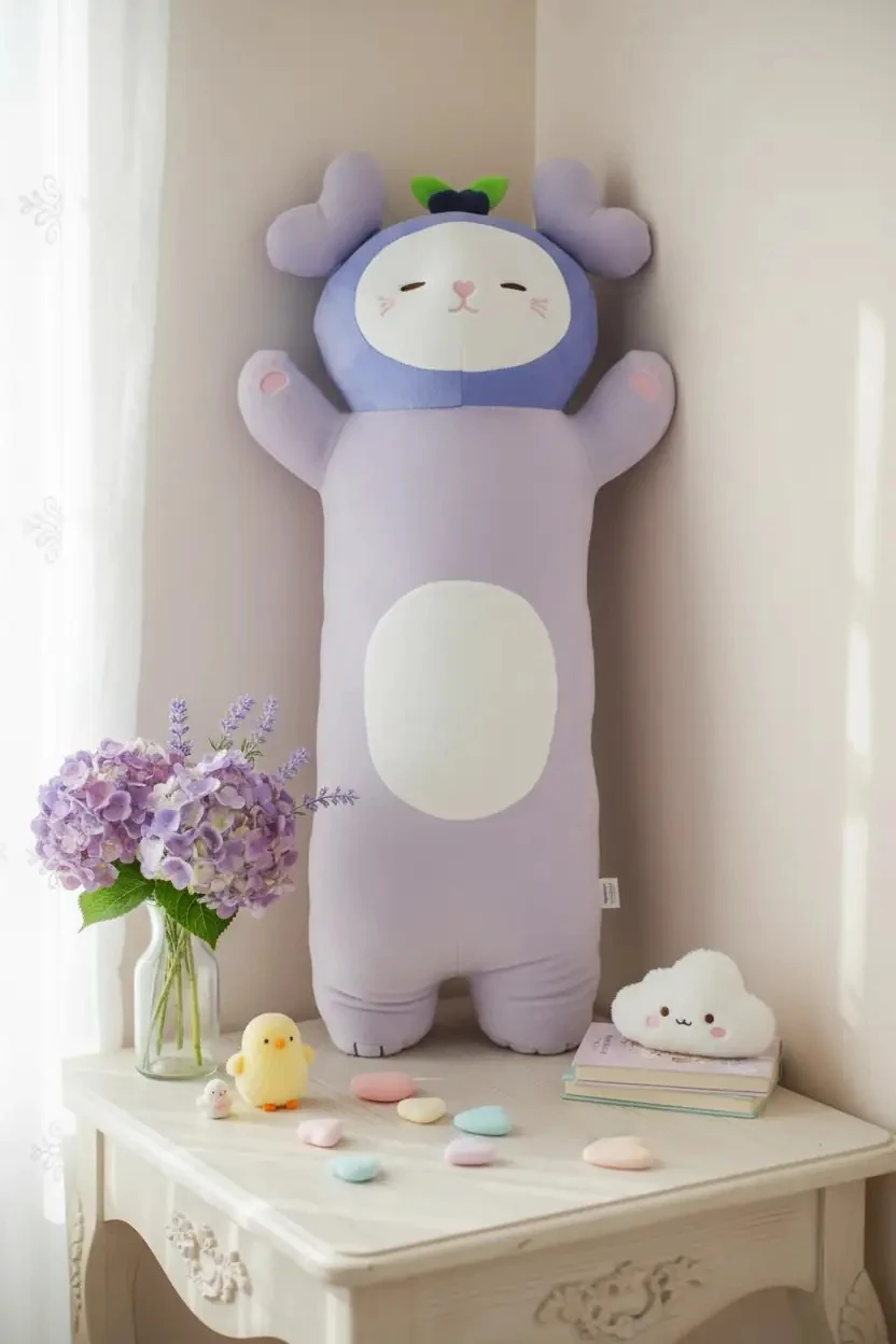Miniso Lisanslı Yaban Mersinli Kedi Yastığı 76 Cm – Yumuşacık Dekoratif Minder