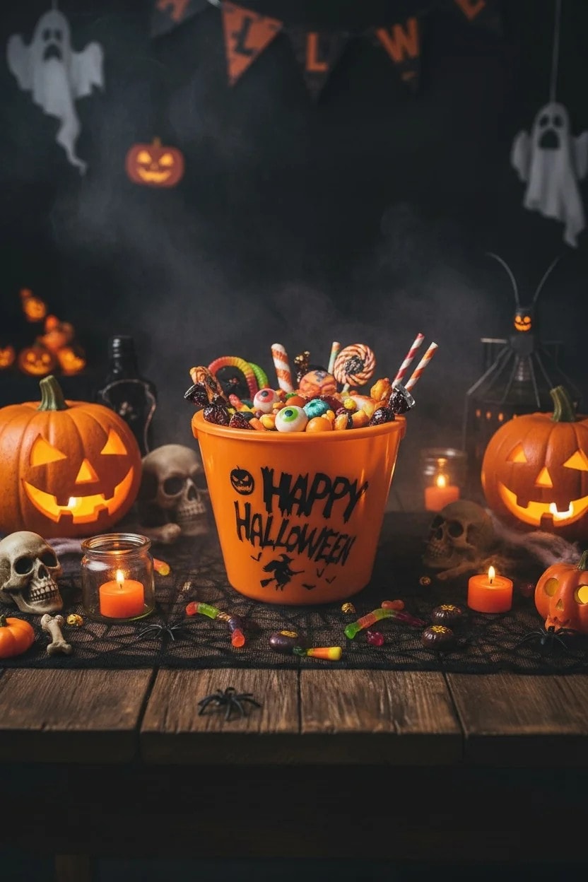 Halloween Gövdesi Işıklı Turuncu Kova