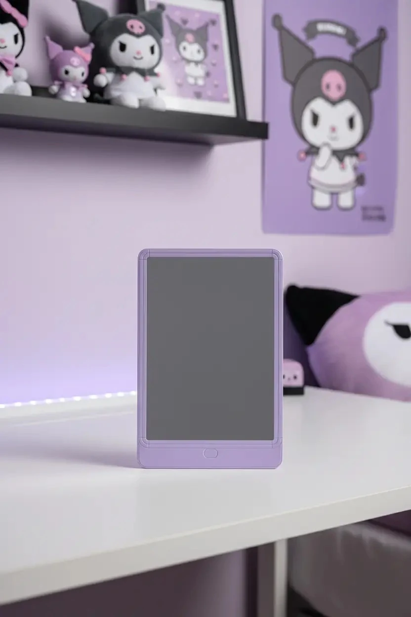 Sanrio Lisanslı Kuromi LCD Çizim Tableti – Eğitici Renkli Yazı ve Çizim Tableti 21 Cm