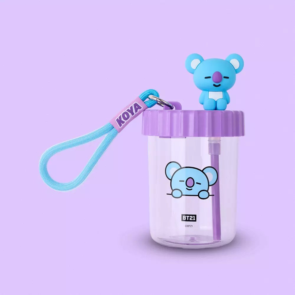 BT21 Lisanslı Süslemeli ve Askılı Plastik Şişe (520mL) - Koya