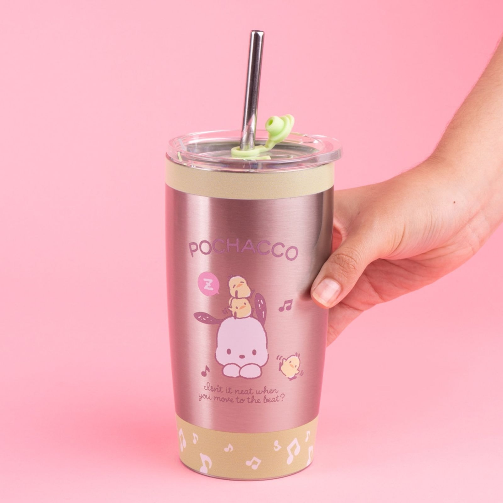 Sanrio Lisanslı Metal Pipetli Kapaklı Termos (530Ml) - Pochacco (Outlet)