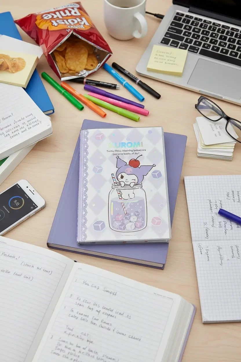 Sanrio Lisanslı Renkli Yaz Serisi Kapaklı A5 Not Defteri - Kuromi