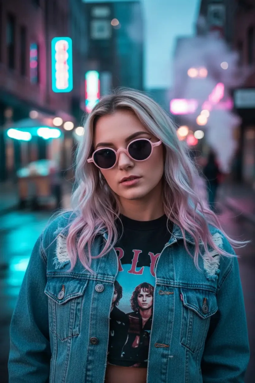 Retro Tarzda Yuvarlak Çerçeveli Pembe Güneş Gözlüğü