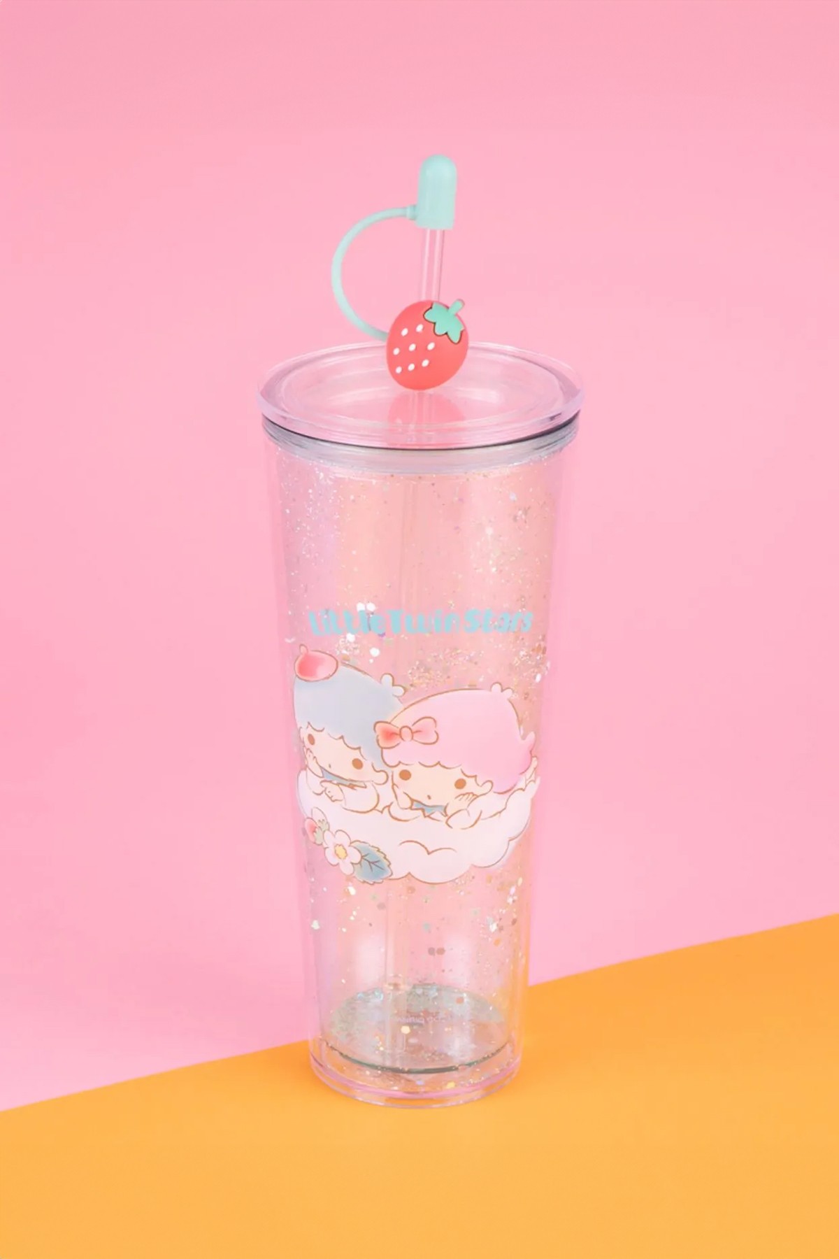 Sanrio Lisanslı Çift Cidarlı Pipetli Plastik Şişe (800ml) - Little Twin Stars