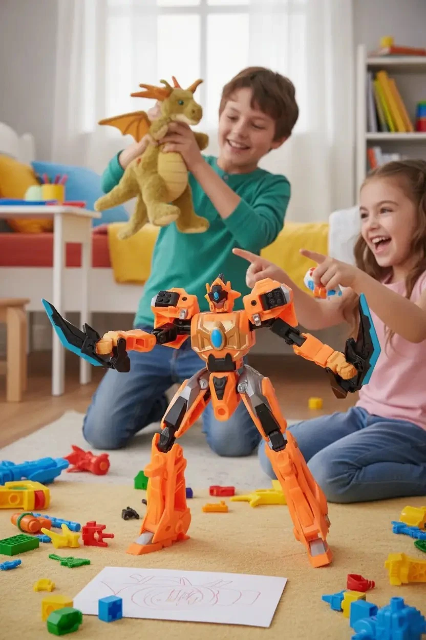 Miniso Lisanslı Dragon Force 3 Titanic Apebot Oyuncak – Dönüşebilir 37 Cm