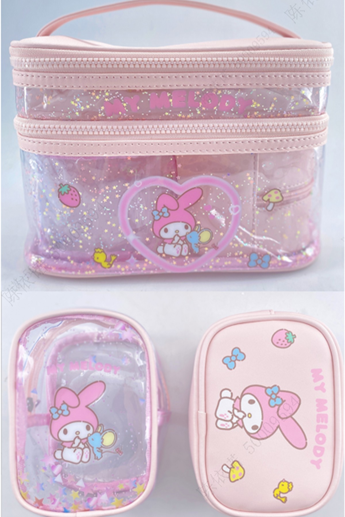 Sanrio Lisanslı My Melody Saplı Kozmetik Çantası Seti