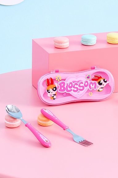 Powerpuff Girls Lisanslı Kutulu Çatal Kaşık Seti (Pembe) (Outlet)
