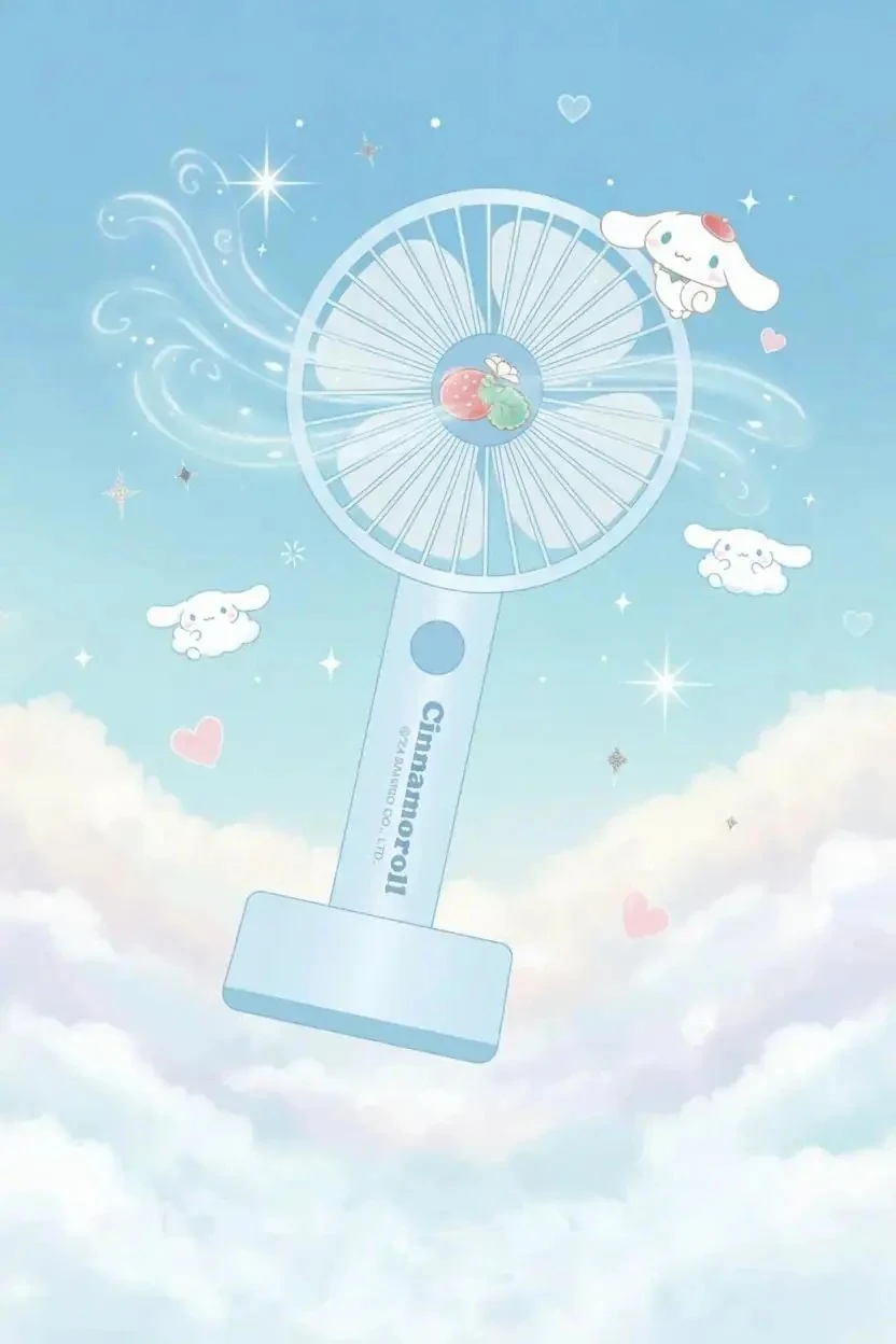 Sanrio Lisanslı Cinnamoroll Mini El Vantilatörü – Taşınabilir Şarjlı Serinletici 20 Cm