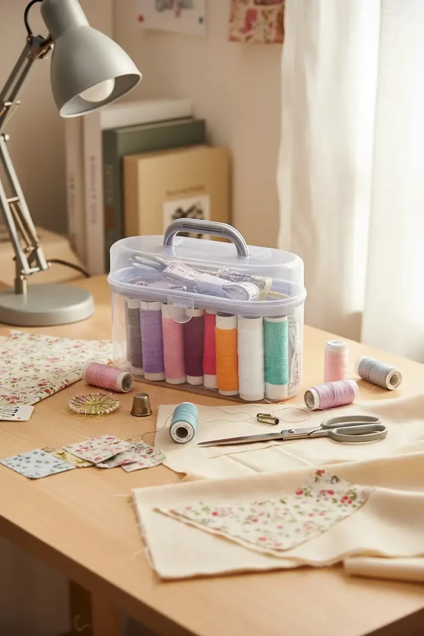 Miniso Lisanslı Kutulu Dikiş Seti Gri 15 Cm – Pratik Seyahat ve Ev Tipi Tamir Kiti