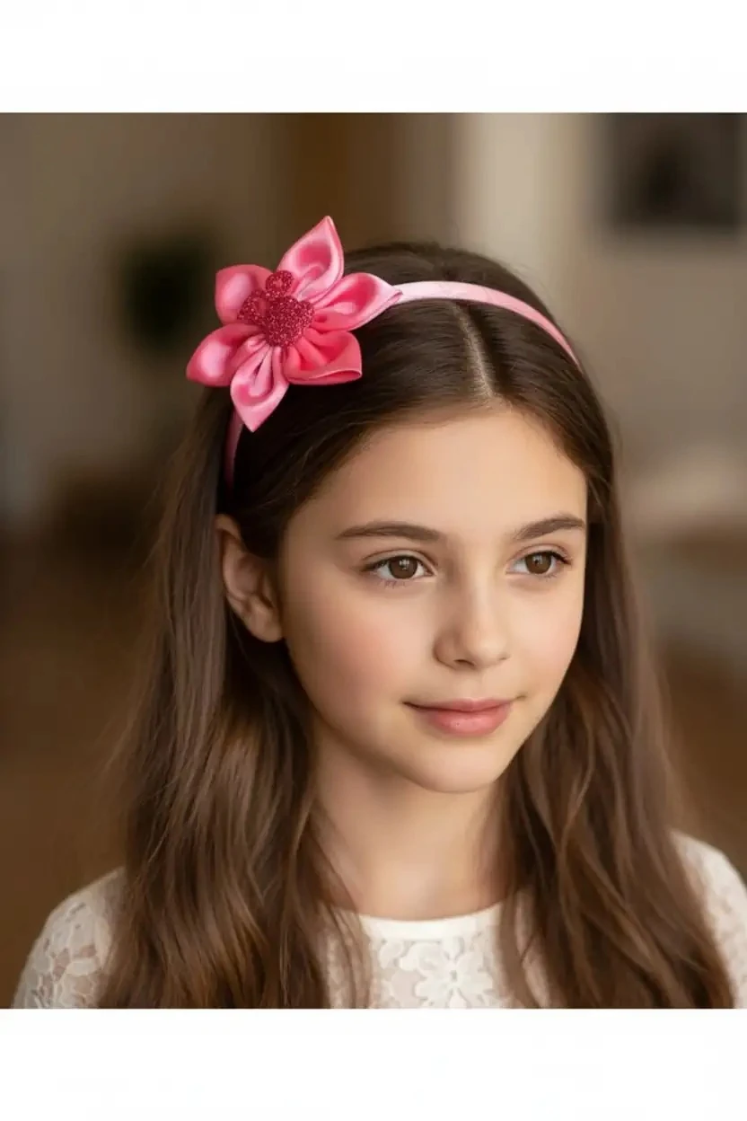 Barbie Lisanslı Pembe Çiçekli Işıltılı Taç