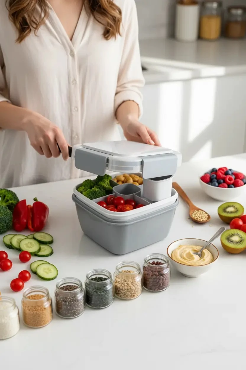 Miniso Lisanslı Graceful 2 Bölmeli Salata Kabı Gri 1.1 L