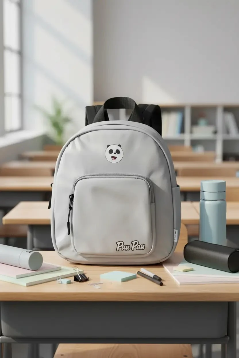 We Bare Bears Lisanslı Panda Çift Gözlü Sırt Çantası – Hafif ve Dayanıklı Okul Çantası 26 Cm
