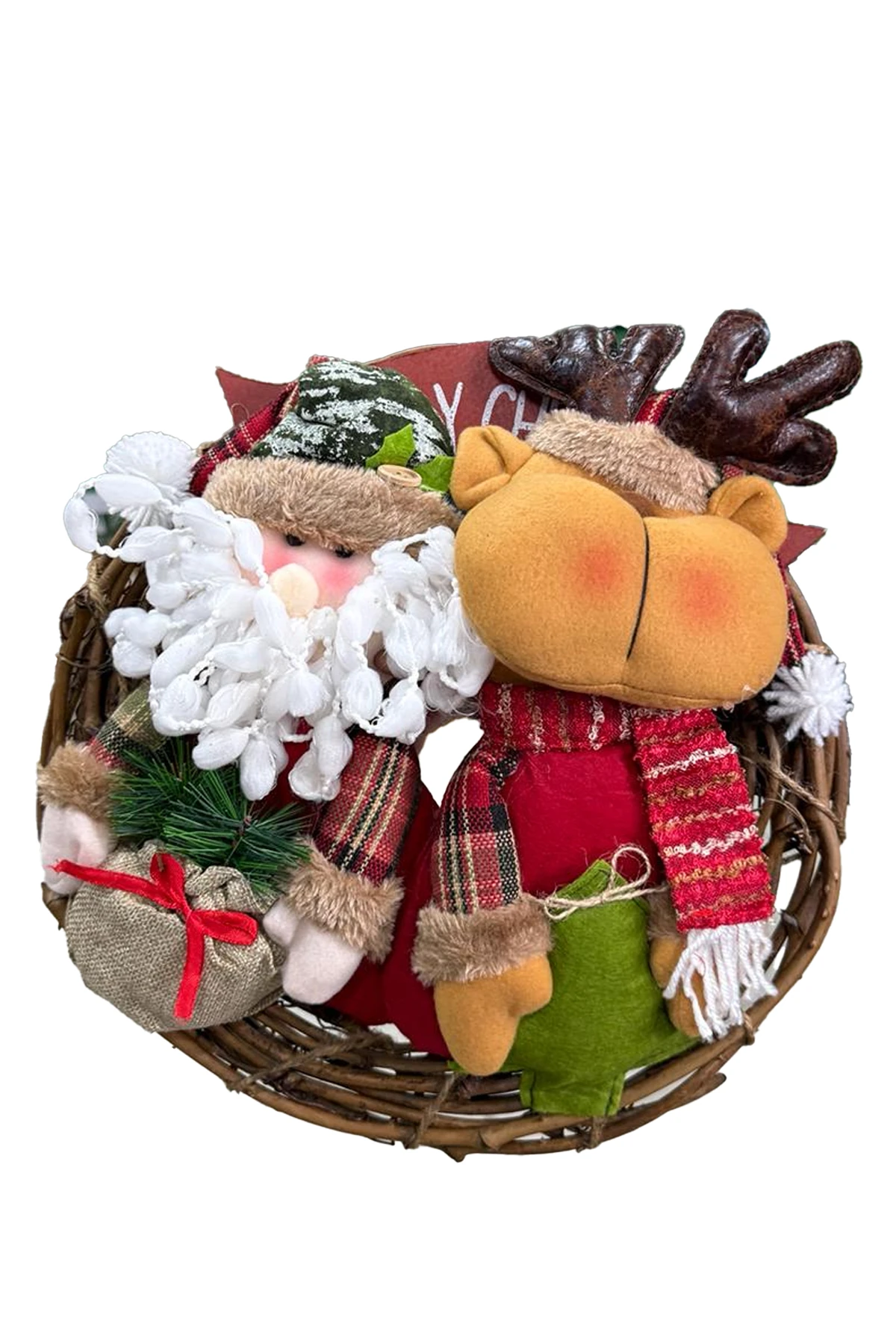 WaldernLuxury Dekoratif Mery Christmas Kapı Geyik Süs